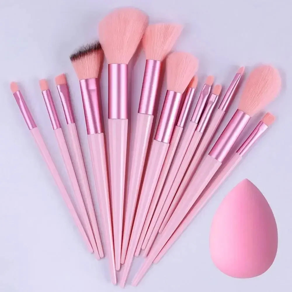 Set de 13 Pinceaux de Maquillage Professionnels – Poils Doux pour Teint, Poudre, Fard et Estompe