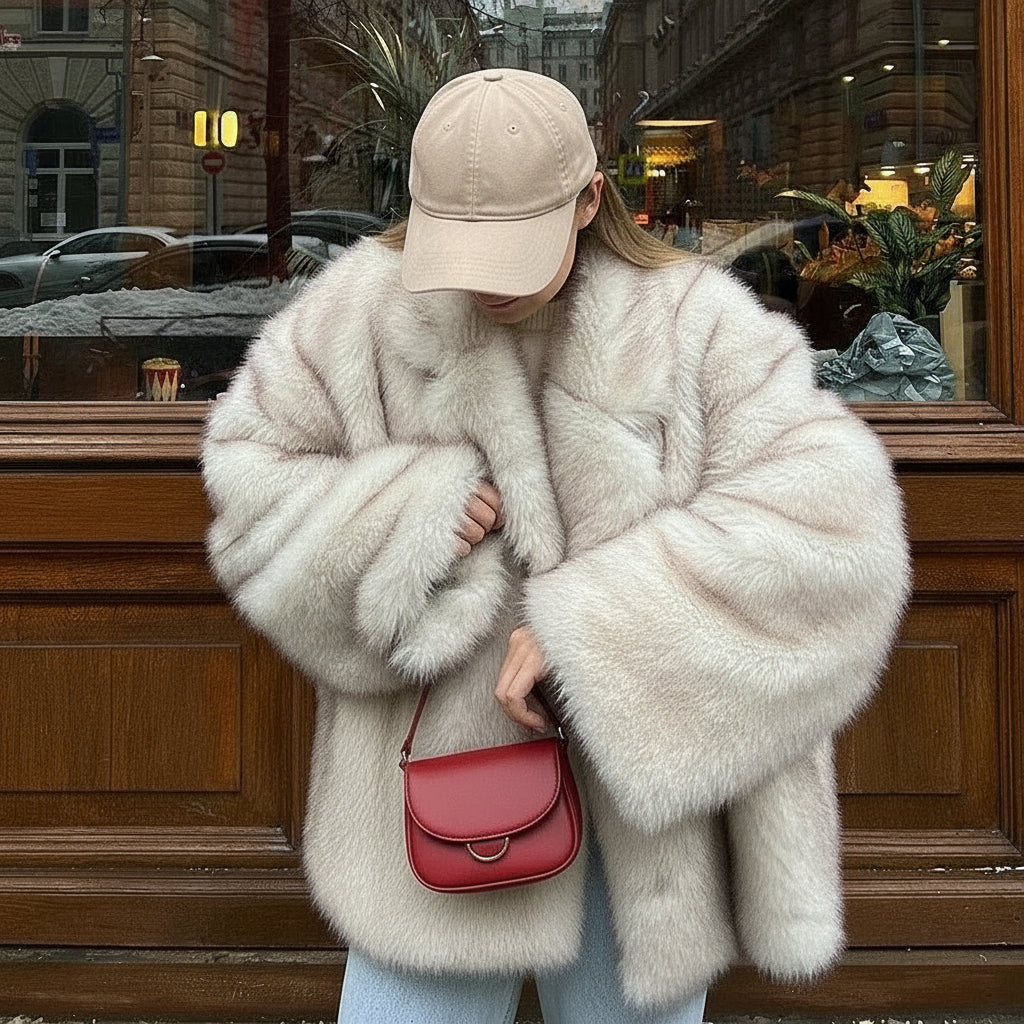 Veste Oversize en Fausse Fourrure Dégradée