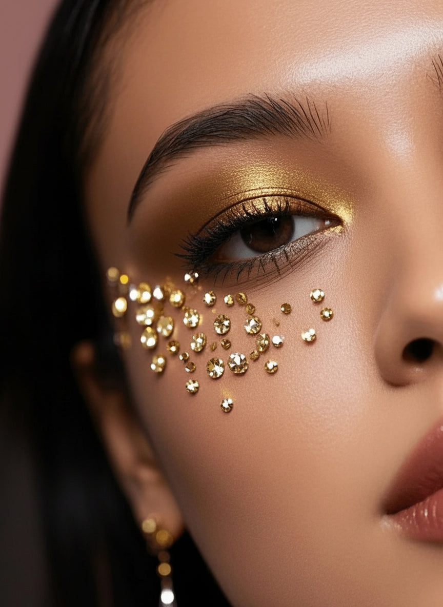 Strass 3D Dorés Autocollants pour Visage & Corps