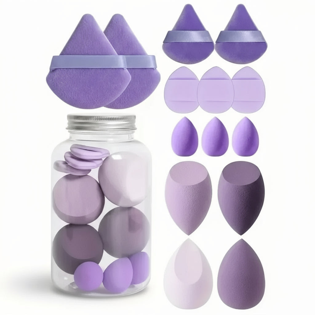 Lot de 12/14 Éponges de Maquillage Professionnelles – Beauty Blender Set Latex-Free, Multi-Usage