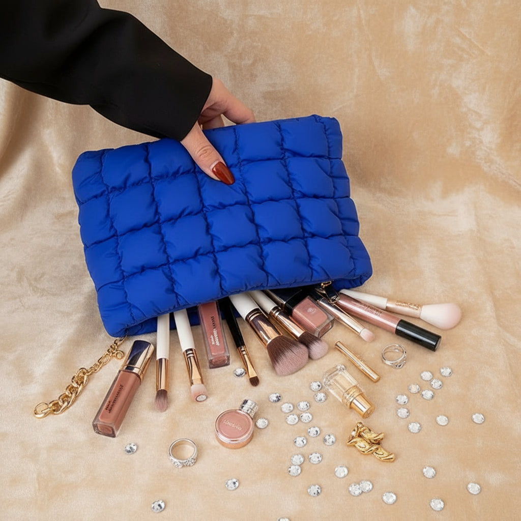 Grande Trousse Makeup Matelassée – Pochette Colorée et Spacieuse