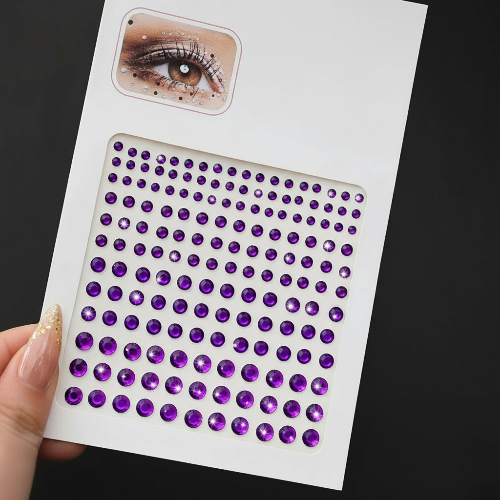 Plaquette de Strass 3D Colorés Autocollants pour Visage – Tatouages Éphémères Étincelants, Waterproof, Idéal Festival & Maquillage