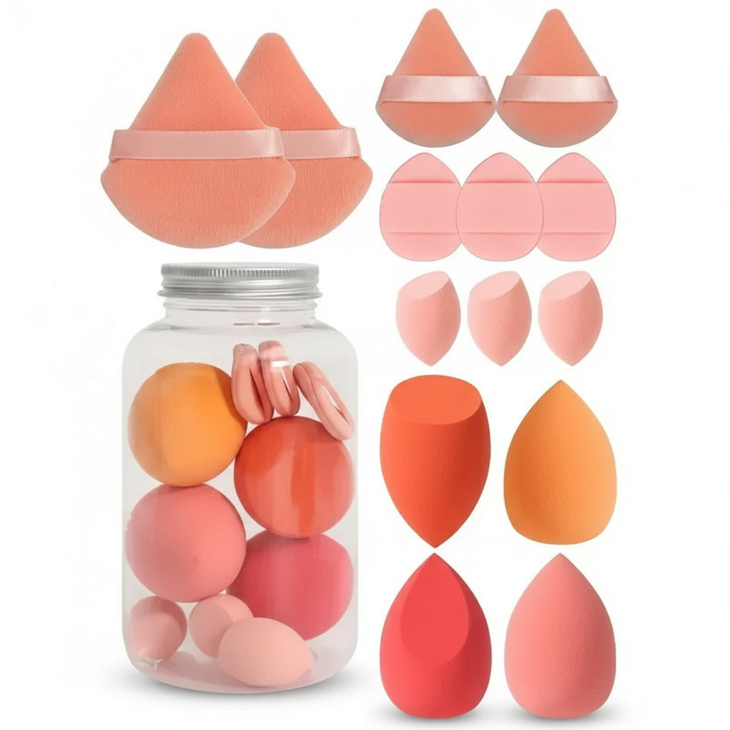 Lot de 12/14 Éponges de Maquillage Professionnelles – Beauty Blender Set Latex-Free, Multi-Usage