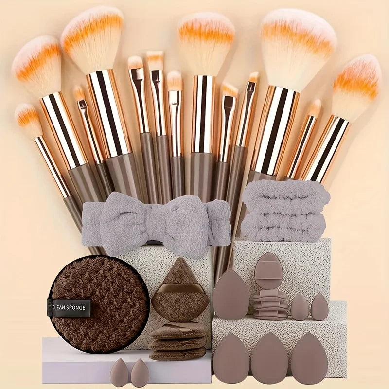 Ensemble Complet de Pinceaux de Maquillage 33 pièces –  | Poils Synthétiques Ultra-Doux