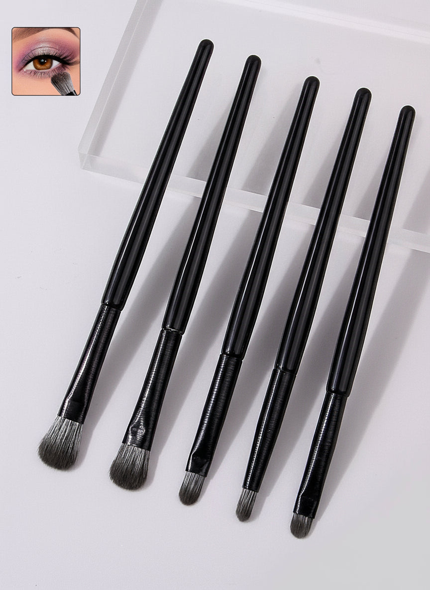 Set de 5 Pinceaux Yeux Professionnels – Poils Synthétiques Doux, Eyeliner, Sourcils et Fard à Paupières