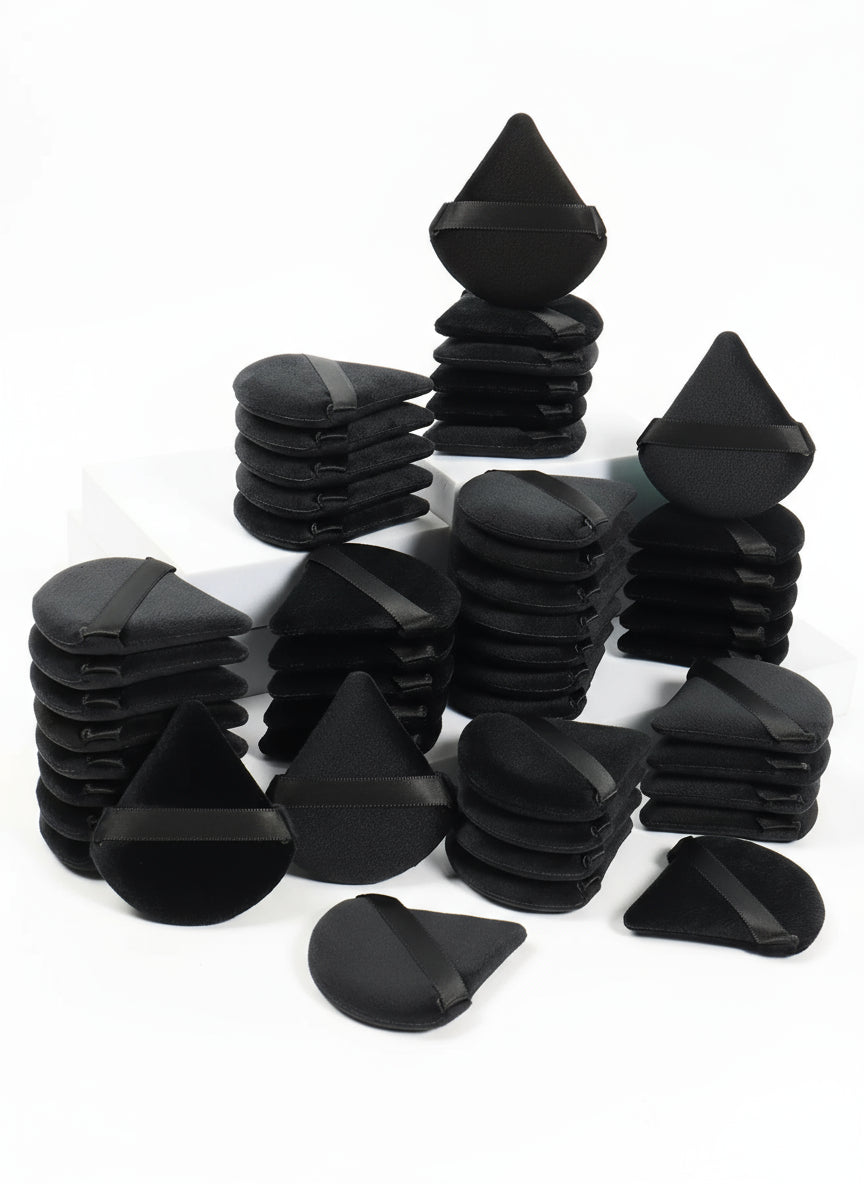 Éponge de Maquillage Triangulaire Noire en Velours
