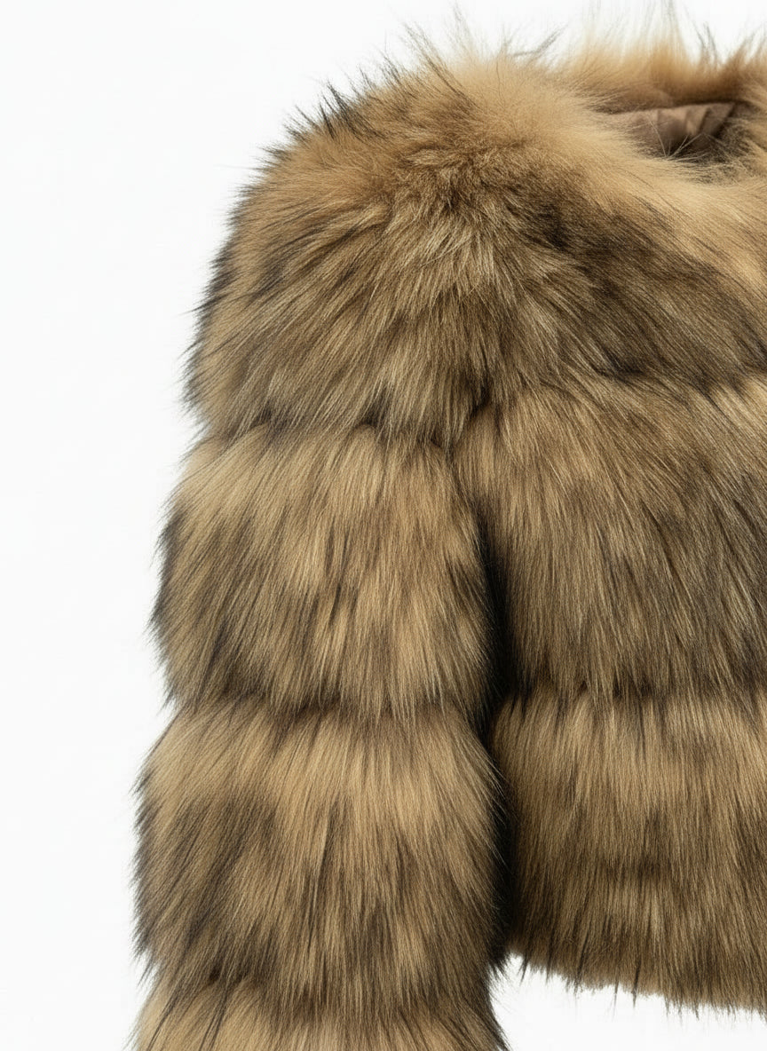 Veste courte en fausse fourrure épaisse