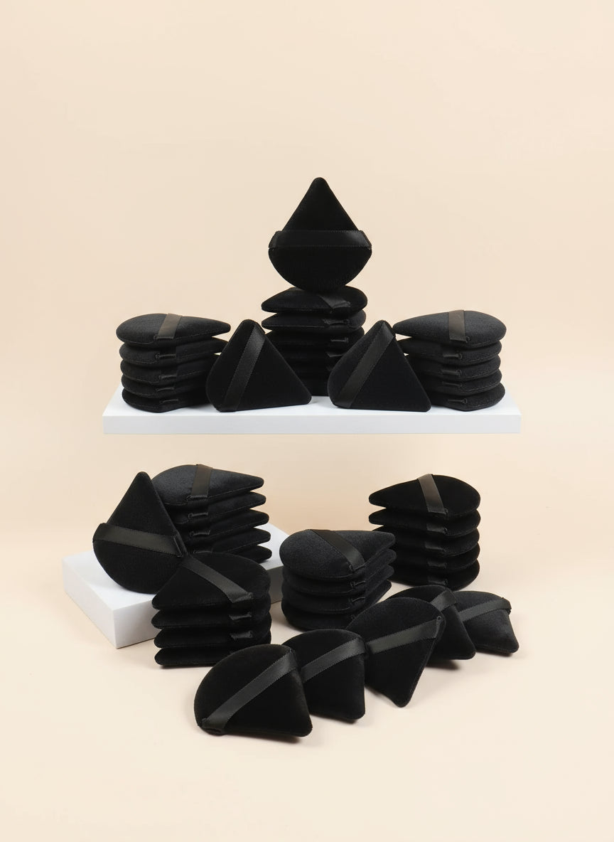 Éponge de Maquillage Triangulaire Noire en Velours
