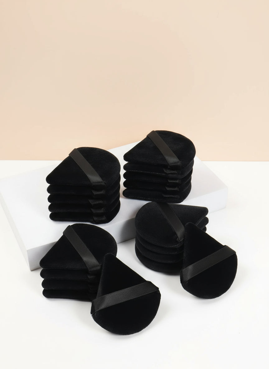 Éponge de Maquillage Triangulaire Noire en Velours