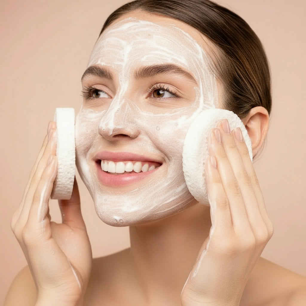 Éponges Naturelles pour le Visage – Lot de 30 ou 60 | Sans Alcool ni Parfum | Nettoyantes & Exfoliantes