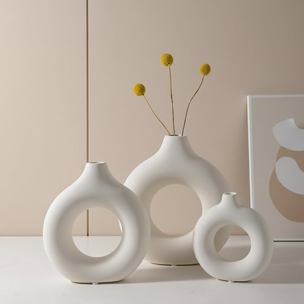 Vase blanc nordique design – Pot à plante en plastique pour déco florale