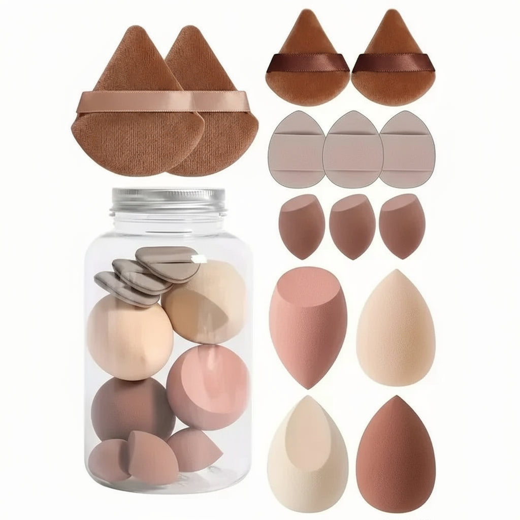 Lot de 12/14 Éponges de Maquillage Professionnelles – Beauty Blender Set Latex-Free, Multi-Usage