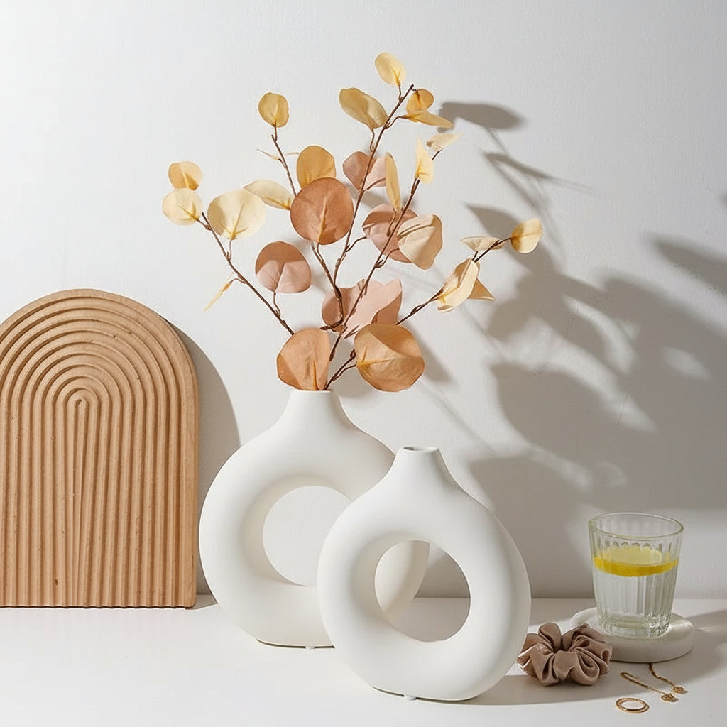 Vase blanc nordique design – Pot à plante en plastique pour déco florale